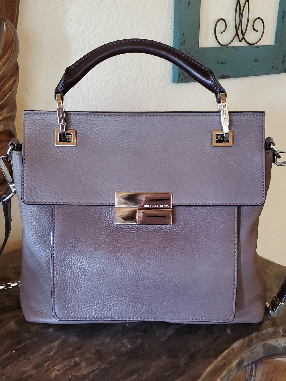 Michael Kors Collection Taupe Top Handle Quinn Bag Ultra Rare